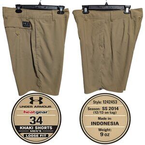 Under Armour HeatGear Khaki Shorts Men’s 34 (Loose Fit)